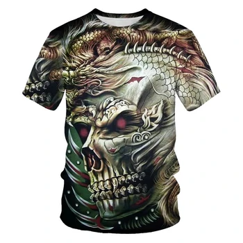 Ir 2021. Vasaras modes apaļu kakla sporta t-krekls šausmu galvaskausa drukāt īsām piedurknēm t-krekls vīriešu gadījuma T-kreklu apdruka vīriešu apģērbs