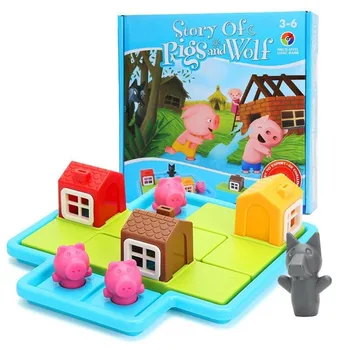 Bērnu Smart Hide&Seek galda Spēles Trīs bērniņi Piggies 48 Problēma Risinājums Spēles, IQ Mācību Rotaļlietas Bērniem Dāvanas