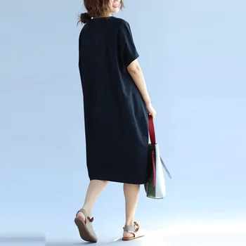 Sieviešu Ķīnas Izšuvumi Kleita 2020. Gada Vasaras Modes Plus Lieluma Midi Sieviešu Kleita ar Īsām Piedurknēm Gadījuma Zaudēt Kleitas, Sieviešu 5XL 6XL