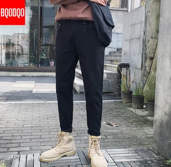 Melns Zīmola Džinsa Džinsi Vīriešu Izdilis Hip Hop Gadījuma Bikses Streetwear Modes Bikses Vīriešu Joggers Japāņu Harēma Zīmuli Bikses 5XL