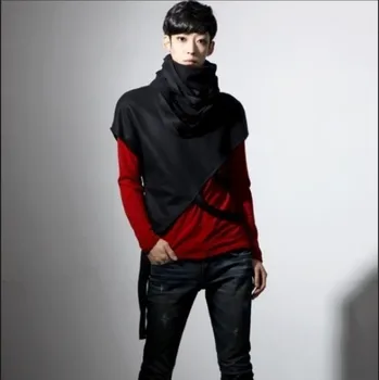 Vīriešu personības naktskluba dziedātāja punk hiphop t krekls asimetriska apmetnis skatuves kostīmu vīriešu asimetrisks dizains hip hop tee krekli