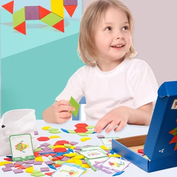 Jauns bērnu 3D puzle, tangram domāšanas mācību spēle baby 155pcs Koka Atjautības bērnu izglītojošās koka rotaļlietas
