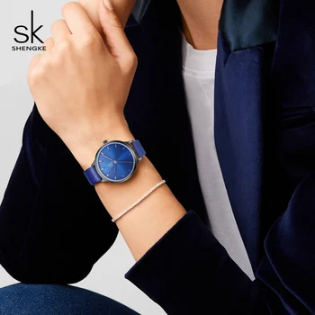 Shengke Modes Zīmolu Sieviešu Pulksteņi Krāsains Ikdienas Ādas Siksna, Sieviešu Kvarca Skatīties Reloj Mujer 2019 SK Dāmas Rokas pulksteņi