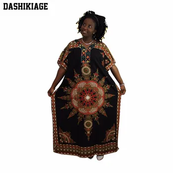 Dashikiage Kokvilnas Modes Sieviešu Tradicionālo Āfrikas Drukāt Dashiki Puse Plus Lieluma Gara Kleita Maxi Kleita