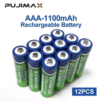 PUJIMAX AAA Baterijas 1100mAh1.2V 12PCS uzlādējams akumulators iepriekš uzlādēts uzlādētu ni mh akumulatori kameras mikrofons