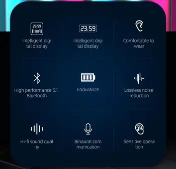 S6Plus TWS Earbuds Austiņas Bluetooth 5.1 LED Displejs 6D Stereo HIFI Bass Surround Bezvadu Austiņas Ūdensizturīgs Sporta Austiņas