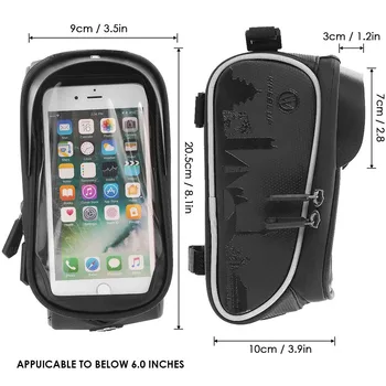Velosipēdu mobilā tālruņa priekšējā rāmja bag velosipēda soma ūdensizturīgs mobilo telefonu plaukts top cauruļu soma, piemērota 6,5 collas