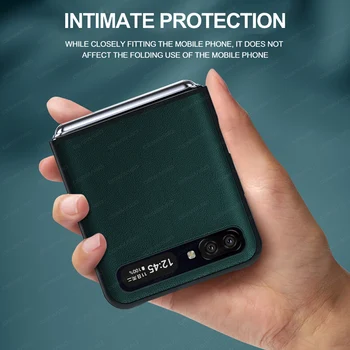 Grma Sākotnējā Luksusa dabiskās Ādas, Oglekļa Šķiedras Protective Case For Samsung Galaxy Z Flip 5G F7000 Plānas Salokāms Tālruņa Vāciņu