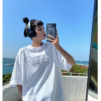 2020. gada vasarā jaunu Harajuku stils korejas pusi piedurknēm zaudēt ins kokvilnas īsām piedurknēm T-krekls sievietēm