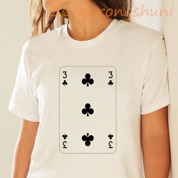 Topi, spēlējot kārtis ar 3. numuru grafiskais t krekli, t-veida, Poker kartes 3 print tshirt kartes goth t krekls sievietēm estētisko drēbes streetwear