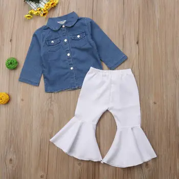 Citgeett Toddler Uzliesmojuši Bikses Tērpiem Kid Baby Girl Džinsa Top T-krekls+Zaudēt Legingiem Rudens Modes Apģērbi