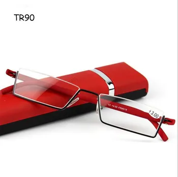 TR-90 Pusē Metāla Rāmis Suku Pot Lasīšanas Brilles Sievietēm, Vīriešiem, Briļļu Tendy Presbypic Brilles Slim Portable Melna/Sarkana
