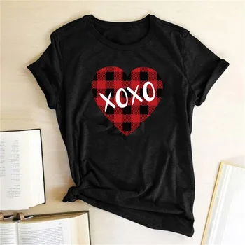Valentīna Diena Pleds Līmēšana XOXO Drukāt Sieviešu T-Krekls Smieklīgi Gadījuma Valentīna Apģērbu Grafiskais Grunge Sirds Harajuku Topi Tee