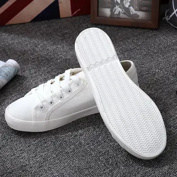 Balts audekls ikdienas apavi sieviete ir 2021. jaunu modes vasaras čības sieviešu vulcanize kurpes dzīvokļi mežģīnes-up sieviešu kurpes