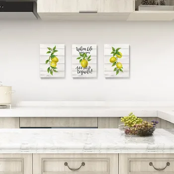 Citronu Sienas Mākslas Audekls Gleznošanai Botāniskais Plakāts Ēdamistaba Augļu Virtuves Dekori Attēlu Dzeltena, Zaļa Vannas istaba Izdrukas Ziemeļvalstu