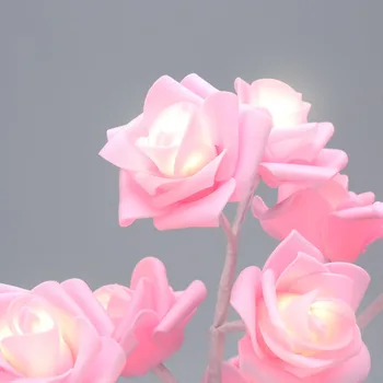 24 LED Rose Puķu Koka Galda Lampa Ziedu Galda Lampu Mājas Dzimšanas dienu, Hotel Holiday Puse, Kāzu Dekorēšana Nakts Gaisma ar Taimeri
