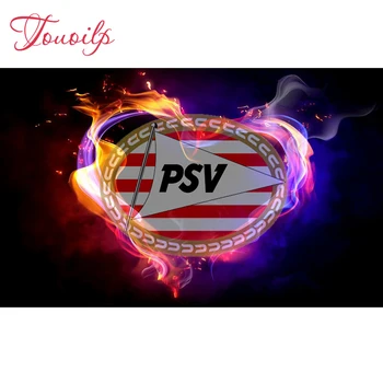 Dimanta izšuvumi pilnu kvadrātveida kārtas urbt 5d dimanta krāsošana PSV Futbola žetons Cross Stitch Rhinestone mozaīkas mājas apdare