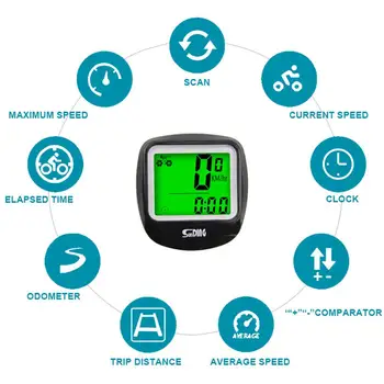 Daudzfunkcionāls Velosipēdu Vadu Dators Spidometrs, Odometrs, Velo, Velosipēdu Ūdensizturīgs Izmērāmi Temperatūra Hronometrs LCD displejs