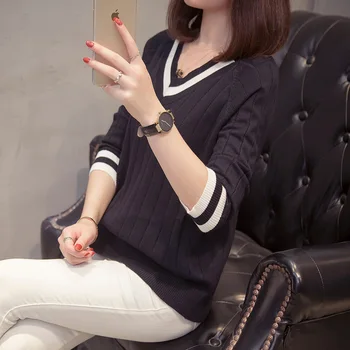 Plus Lieluma Pareizrakstības Krāsas Džemperis Adīt Džemperi Sievietēm 2020 Rudens Ziemas Modes korejas V-veida kakla Mīksts Trikotāžas Džemperi Lielajam Topi