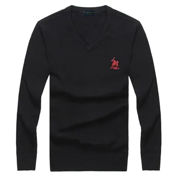 Izšūti Polo logo rudens ziemas 2019 vīriešu V-veida Kakla Džemperi, vīriešu, jauniešu tendence tīras kokvilnas zemāko krekls slim adīt 8508