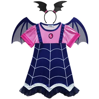 MUABABY Meitenes Vampīru Fancy Dress Up Kostīmi Apģērbs ar Īsām Piedurknēm Halloween Karnevāls Vampīru Puse Kleita Bērnu Frocks