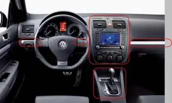 Par Volkswagen Golf, Jetta MK5 Melns, Dekoratīvie Piederumi Komplekts Dash Komplekts, Klavieres, Melnā un Sudraba Koksnes Oglekļa Šķiedras