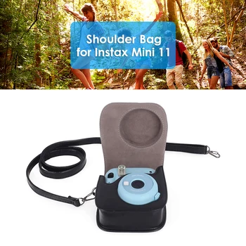 Jaunā Kamera Ādas Soma Aizsardzības Lietu Vāku, ar Regulējamu Plecu Siksnu Instax Mini 11 Instant Film Fotokameras Piederumi