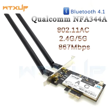 Qualcomm QCNFA344A NFA344 PCIE Bezvadu DARBVIRSMA ar tīkla Karti 867Mbps 802.11 AC pci-e wifi adapteri, BLUETOOTH 4.1 BT 4.1 8DBI X 2