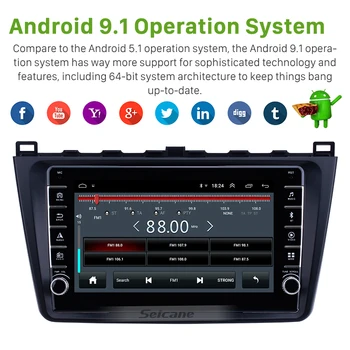 Seicane 2din Android 9.1 4-core 9 collu Auto Multimediju Atskaņotājs, GPS Navigācijas Priekš Mazda 6 Rui ārējie 2008 2009 2010. - 2013. gads. gads