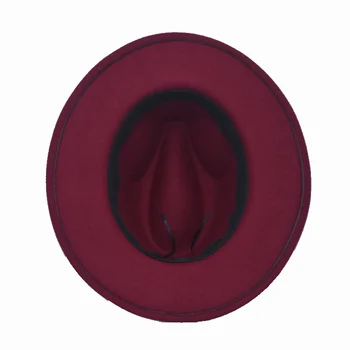 FUODRAO Jaunu Modes Fedoras Sieviešu Pavasara tīrtoņa Krāsu Vilnas Cepures Men Black Red Džeza Cepures Platām Malām, Džentlmenis Elegants F64