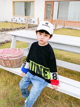 Zēnu Džemperis Jūra Bērniem, Poligrāfijas Rietumu Stila Mētelis Zēns Bērnu korejiešu Versiju Pavasarī Bērniem 2020. Gadā-Pavasarī un Rudenī