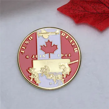 Jauku Kanādas suvenīru kolekcijas Kanāda divīzija WW2 D-Day Juno Beach, gold plated monētas Kanādas piemiņas monētas