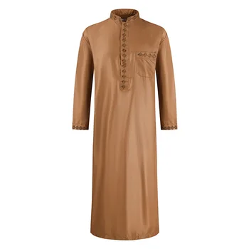 Vīriešu Tradicionālo Musulmaņu Jubba Thobes Arābu Islāma Modes Apģērbu Izšūšana Kaftan Saūda Arābija Dubaija Abaya Gara Kleita Drēbes