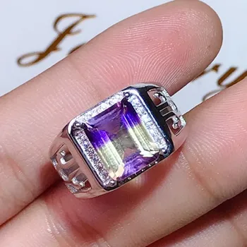 Jauns produkts Dabas ametists s925 sudraba cilvēks gredzenu skaistu krāsu, tīru kristāla cietā 925 sudraba dārgakmens vīriešu gredzens