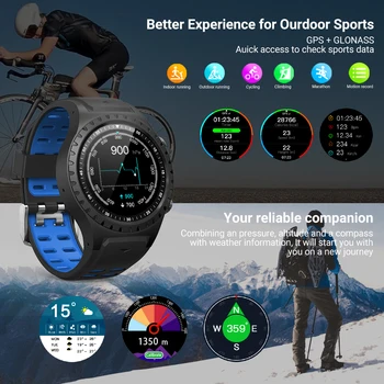Bluetooth Smart Skatīties GPS Sports tracker Reālā laika Laika Ūdensizturīgs Smartwatch Fitnesa Sirds ritma Monitors Android, IOS M1