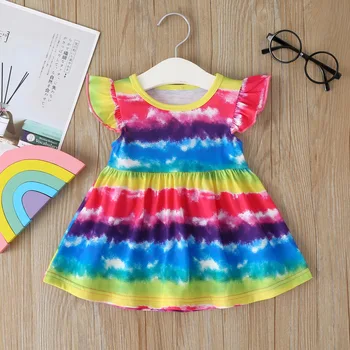Rainbow Meitenes Kleita Colorblock Svītru Kleitas Priekš Bērniem, Bez Piedurknēm Bērniem Princese Kleita Toddler Apģērbu Meitene Daļa Apģērbu