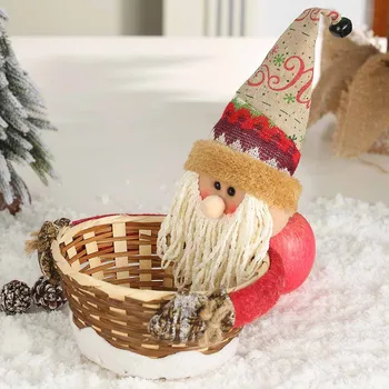 Priecīgus Ziemassvētkus Konfektes Uzglabāšanas Grozs Apdare Santa Claus, Sniegavīrs Uzglabāšanas Grozs Ziemassvētku Rotājumi Mājās Organizators Mājas