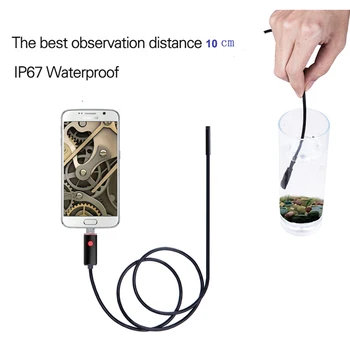 5.mm Endoskopu Kamera Elastīga IP67 Waterproof 6 Regulējams Led Pārbaudes Borescope Kameru, Micro USB OTG C Tipa Android PC