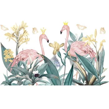 Ziemeļvalstu Flamingo Mīļotājiem Zaļā Zāle, Sienas Uzlīmes Dzīvojamā istaba Guļamistaba Noņemams DIY Vinila Sienas Uzlīmes Mākslas Mājas Apdare