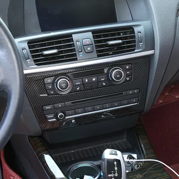 Oglekļa Šķiedras Black Style Center Console CD Paneļa Apdare Vāciņš Melns BMW X3 F25 2011-17 ABS Auto Interjera Uzlīmes