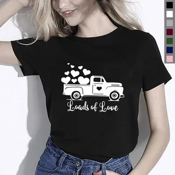 Sieviešu modes slodzes mīlestība print t-krekls gadījuma zaudēt sieviešu apģērbi topi tee uz lady meitene smieklīgi apaļu kakla t-krekli sieviete tee
