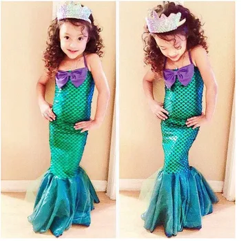 Mazā Meitene Sirēna Princese Saģērbt Halloween Ariel Kostīmu Drēbes Bērniem Pavada Karnevāla Apģērbs Meitenei Kleita Vasaras Peldēšana