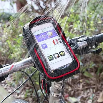 Riteņu LĪDZ 6 Collu 360 grādu Grozāms Ūdensizturīgs Mobilā Telefona Kabata, Touch Screen Velosipēdu Soma Velosipēdu Rāmja Soma Stūres