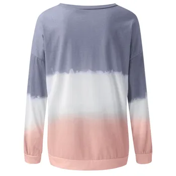 Sieviešu Plus Izmērs S-5XL kaklasaišu Krāsošanas Iespiesti Slīpums Džemperis ar garām Piedurknēm Krekls ir 2021. lielajam dāmas puloveri Ziemas drēbes