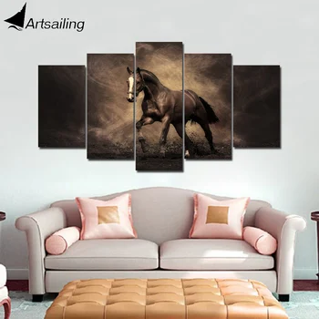 ArtSailing lielu 5 panelis audekls art Sienas, attēlus dzīvojamā istaba ar rāmi Zirgu attēlu gleznas dzīvojamās istabas sienas ny-2865