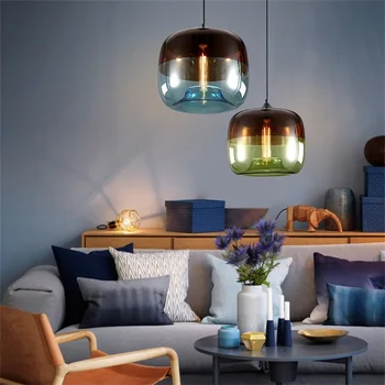 LukLoy LED Mūsdienu Pendant Light Stikla Karājas Lampas Ziemeļvalstu Bāra, viesistaba, Virtuve, Ēdamistaba Apģērbs, Zils Zaļš Stikls