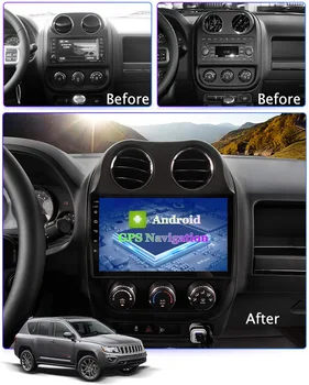 4G+64G Android 9.0 10.1 collu IPS Jeep Compass 2010-2016 Auto DVD, GPS Navigācija, Radio, Audio, Video Multimediju Sistēmu