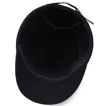 Vīriešu Ziemas Beisbola cepure Vintage Tvīda Silts Earflap Caps Flat Top Tētis, Cepure, Melni Pelēka