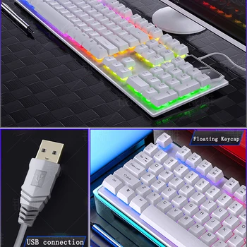 Vadu Spēlētājs Tastatūras USB Savienojuma Mehāniskās justies Klaviatūras Sajauc Swich Apgaismojums Spēļu Tastatūra 104 Keycaps, lai portatīvo DATORU