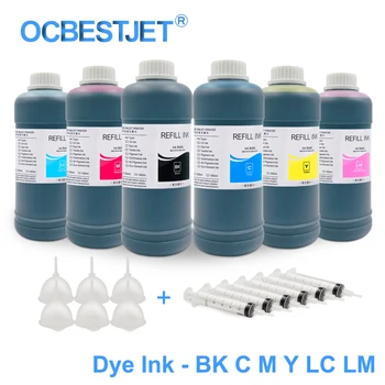 6x500ML Universal Dye Tintes Uzpilde Tintes Komplekts Epson SureLab D700 Par Fuji DX100 Stylus Pro 7600 9600 7000 7500 9000 10000 10600